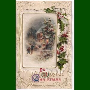 Joyful Christmas Postcard Winsch 1911 Card Opens Burnside Holly Vintage Germany